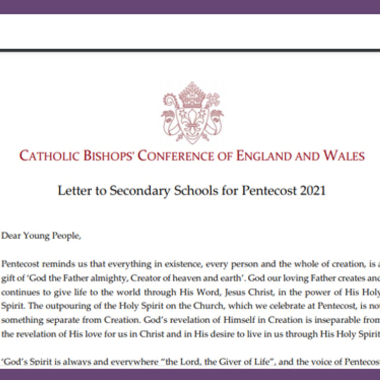 Image of Letter to Secondary Schools for Pentecost 2021